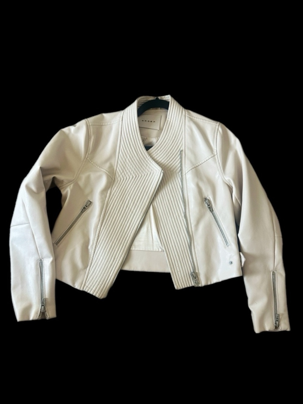 Blank NYC White Quilted Leather Moto Jacket